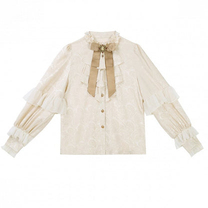 Pattern Sleeves Long Shorts Striped Champagne + Neckline Overall Ouji Outfit Lolita Prince Ruffle Shirt