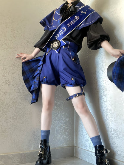 Dark Blue Ravenclaw Ouji Lolita Set Cape + High Waist Shorts