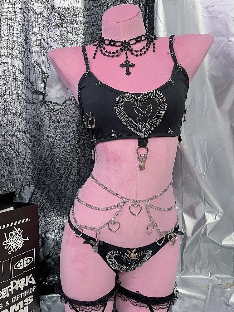 Punk Multi-layers Hearted-shaped Charms Waist Chain