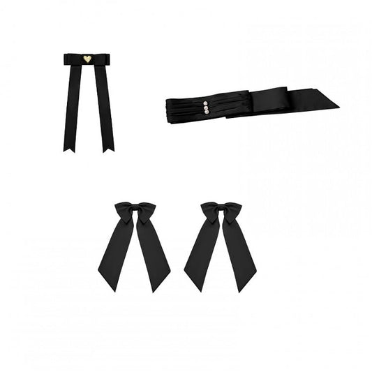 Brooches + Bowknot / Black Waist Pink Belt