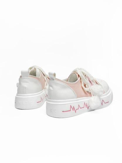 Print Pink Y2K Cute Platforms Fastener Hybrid Velcro Lace Heartbeat with Kitty