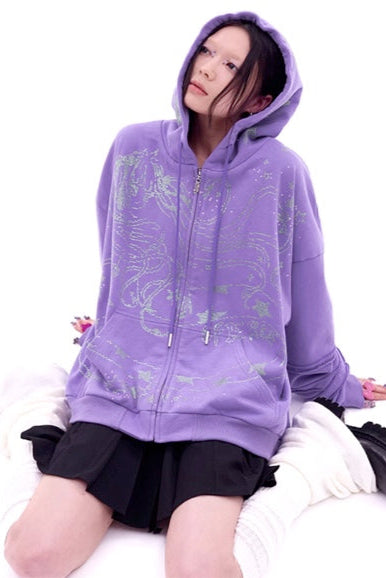 Sweatshirt Crystal Girl Snake Hoodie