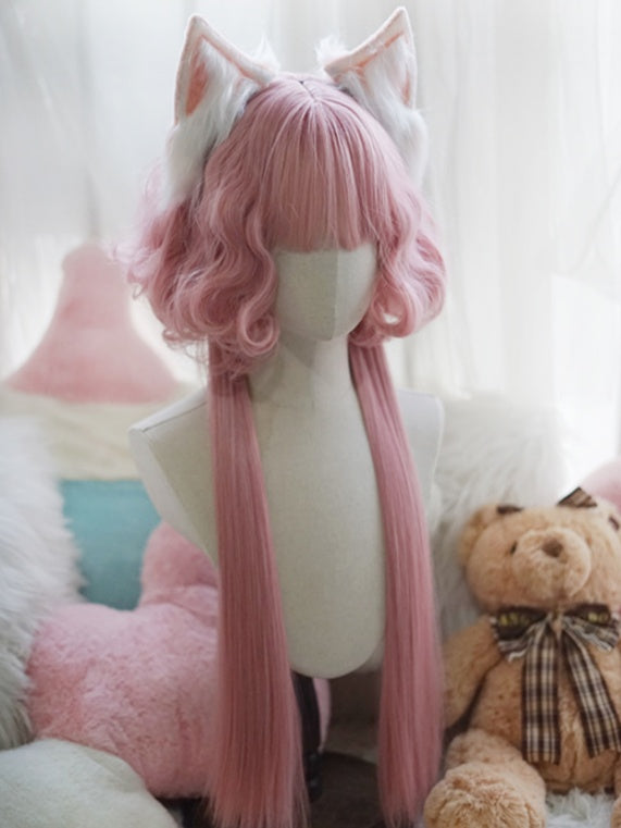 Light Blonde/Pink/Red/Green/Purple Waist Length Wig With Full Bangs