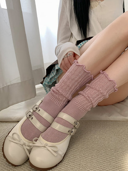 Calf Knitted Light Loose Gray/Black/Pink Gray/White/Dark Socks