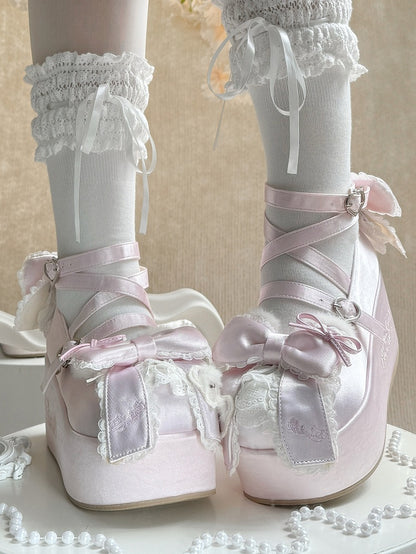 with Janes Teddy in Mary Plush Ears Satin Platform Pink