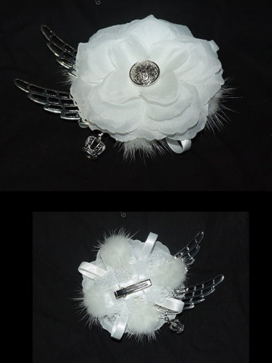 Hairclips Wing And White Crown Floral Decorated