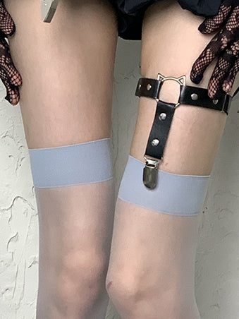 Loop Black Leg Y2K PU Strumpfbandnieten