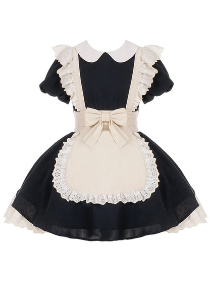 Black and Beige Maid Lolita Apron Dress