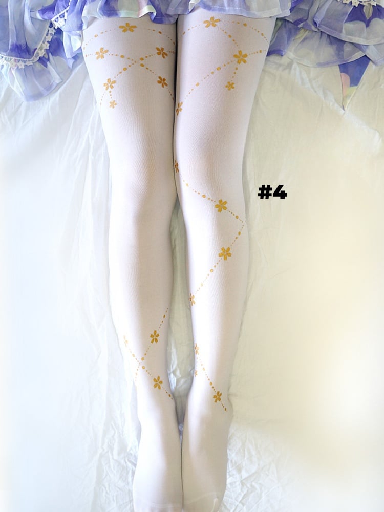 Collants à motif Sakura noir/blanc