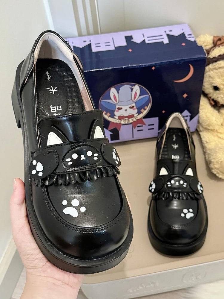 Slip-On PU Preppy Schwarz Mid-heel Style mit Schuhen