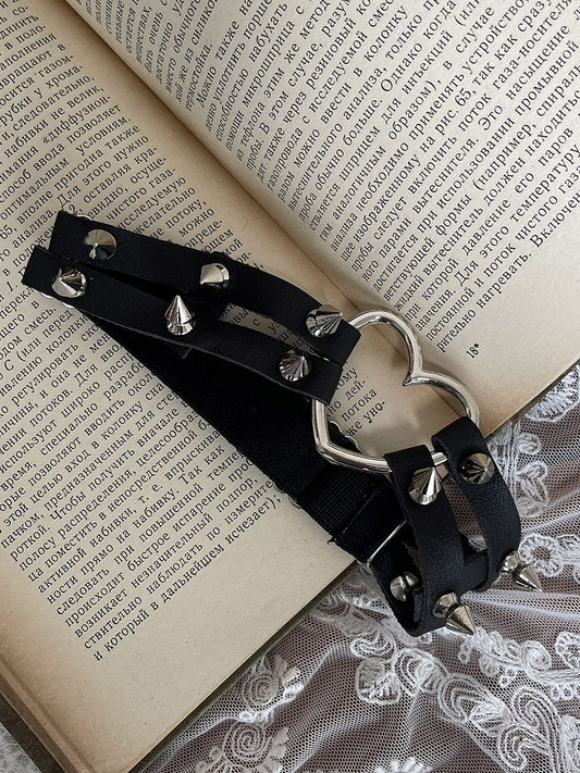 Loop Studs With Black and Ring Leg Heart Decoration