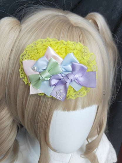 Barrette à cheveux en dentelle avec nœud papillon coloré 3 options