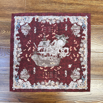 White Red Creamy Kerchief Blue /