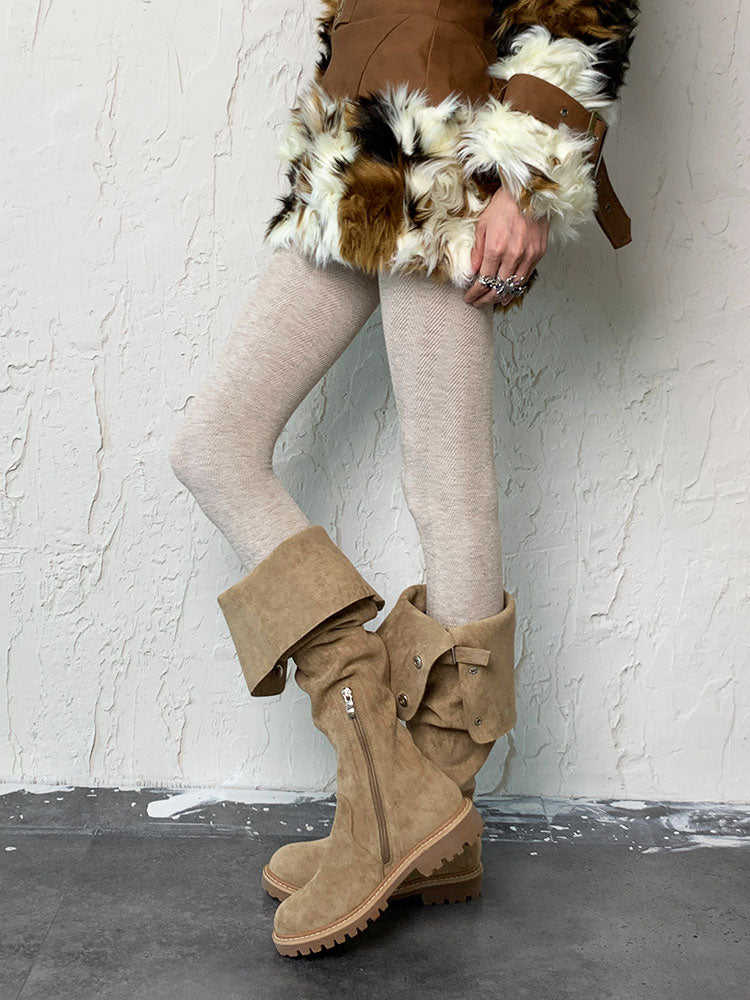 Beige Y2K Winter Tights