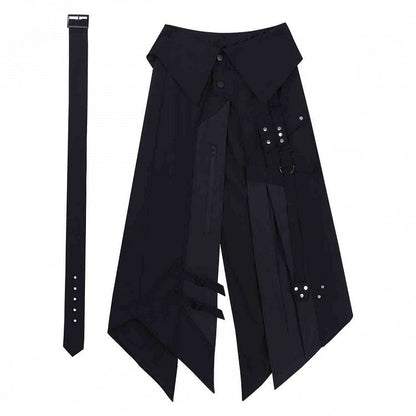Foldover Apron Belt Buckle + Straps Black Waist Techwear