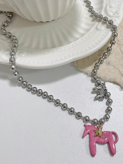 Star Necklace Pink/Black/White Carousel Y2K Pendant
