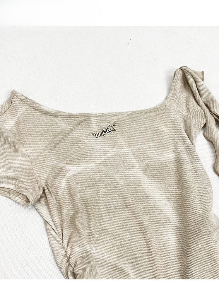 Neckline Beige Glamorous T-shirt Asymmetrical