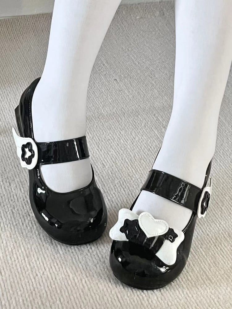 Jirai Kei Black Lolita Star Wing Mary Jane Shoes