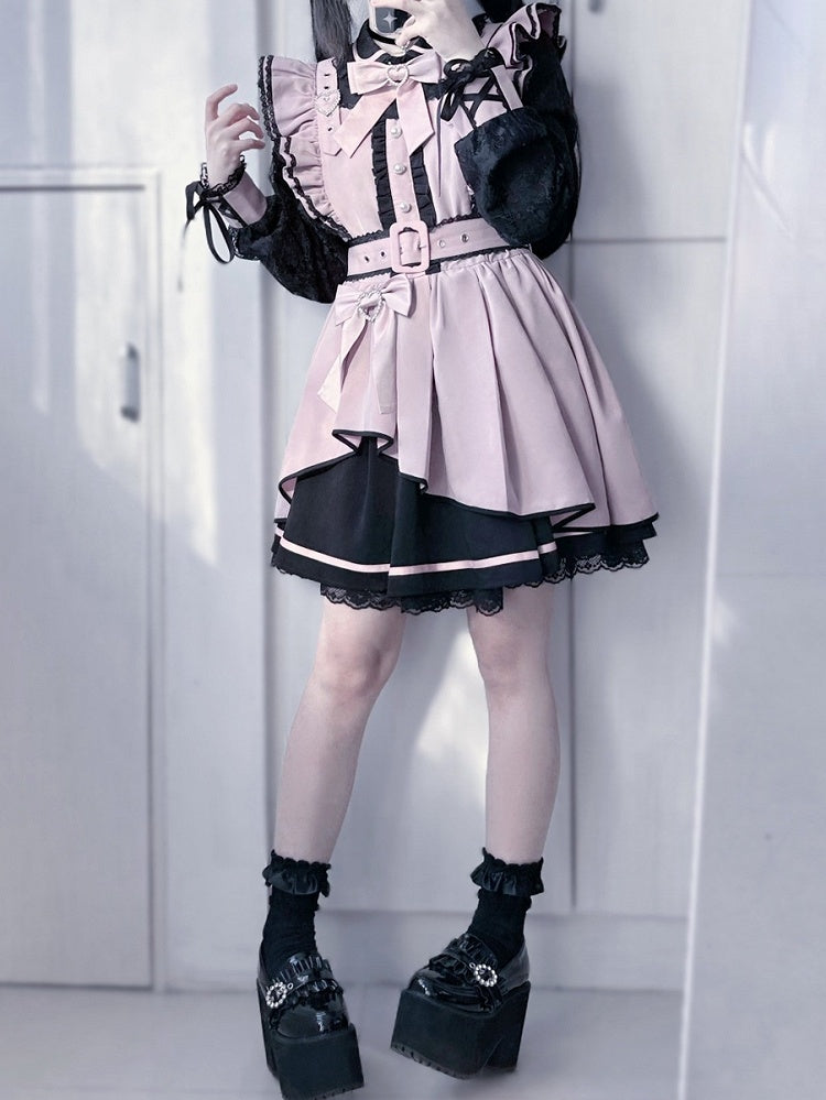 Kei Strass Verzierte Details Jirai PinkSchwarz Bowknot Herz