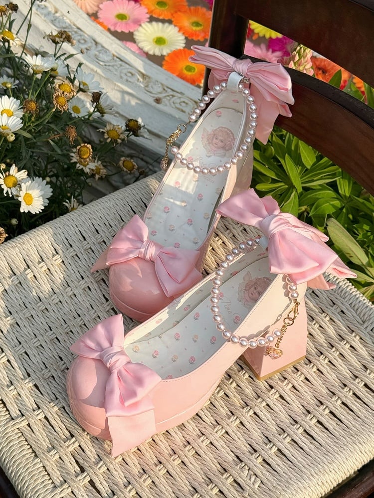 Schuhe Mary Sweet Bowknot Runde Rosa Details Toe Janes Plattform Lolita