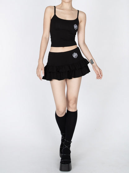 Red/Black Glamorous Cropped Cami Top