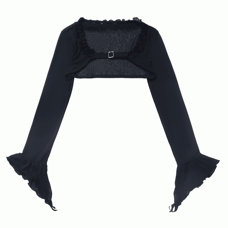 Black Asymmetrical Cuffs Cropped Top