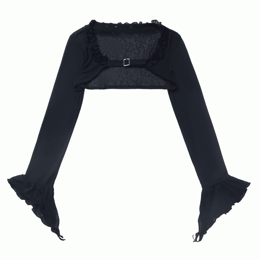 Black Asymmetrical Cuffs Cropped Top