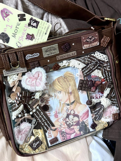 Dark Brown Wasteland Punk Large Volume Ita Bag