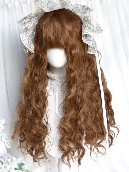 Blonde-brown Long Wavy Wig With Full Bangs