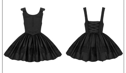 Jupe pull Lolita noire à taille basque et rosace