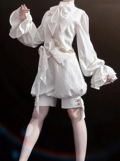 White Prince Lolita Collar Waistcoat Ouji Jacquard Banded