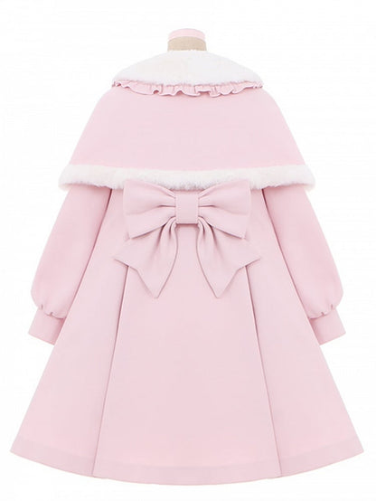 Pan Long Peter Plush with Elegant Jirai Kei Collar and Detachable Cape Coat Pink
