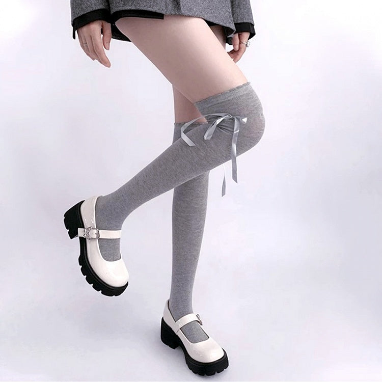 Black / White / Gray / Brown Sweet Self-tie Bowknot JK Stockings