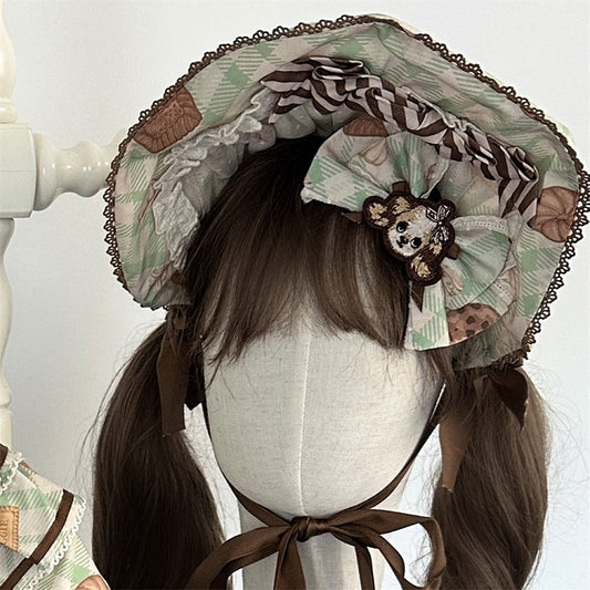 Bonnet vert / rose / jaune