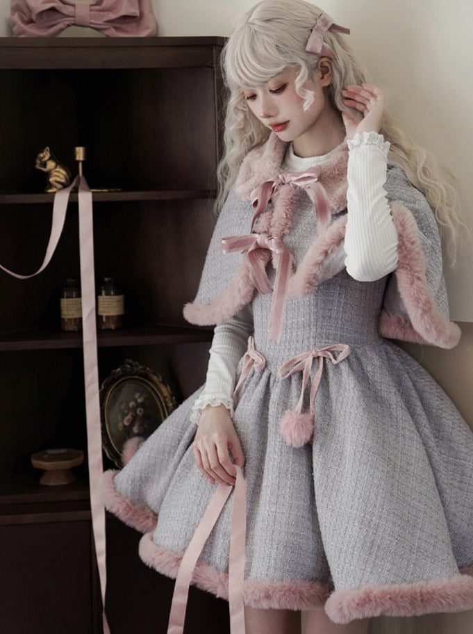 Tweed Fur Dress Fur + Sweet Cape