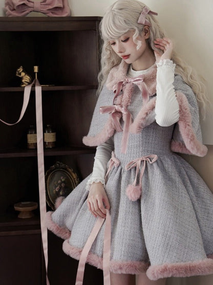 Tweed Fur Dress Fur + Sweet Cape