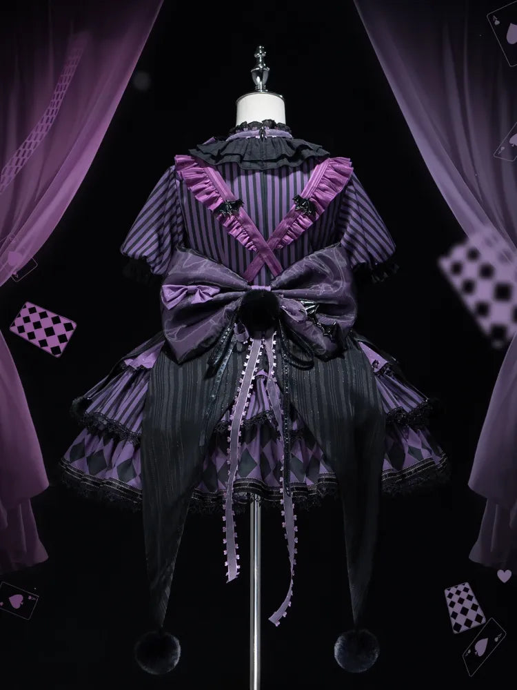 Sweet Pattern Striped Theme Circus Kuromi Vibes Lolita Bunny Purple Dress OP