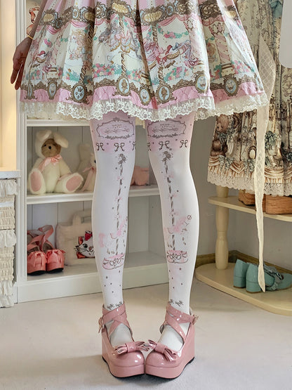 Carousel Print Sweet Lolita Tights