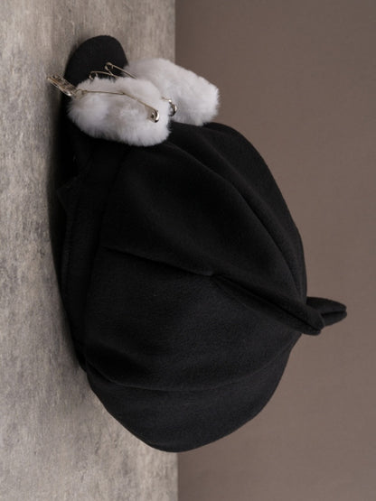 Design Schwarz Gothic Pin Verziert Ohr Hut Baskenmütze Katze Knochen Plüsch