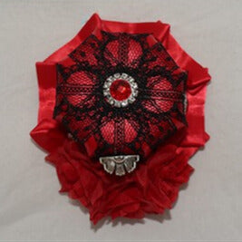 Blue/Red Hat Decorated And Rhinestone Crown Lace Mini Design Floral