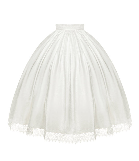 White Elastic Waist Rosette Fabric Lolita Underskirt