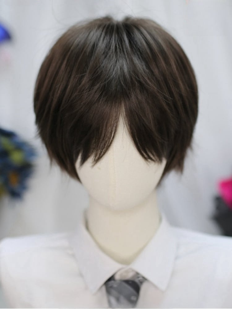 Perruque courte Ouji marron 25 cm
