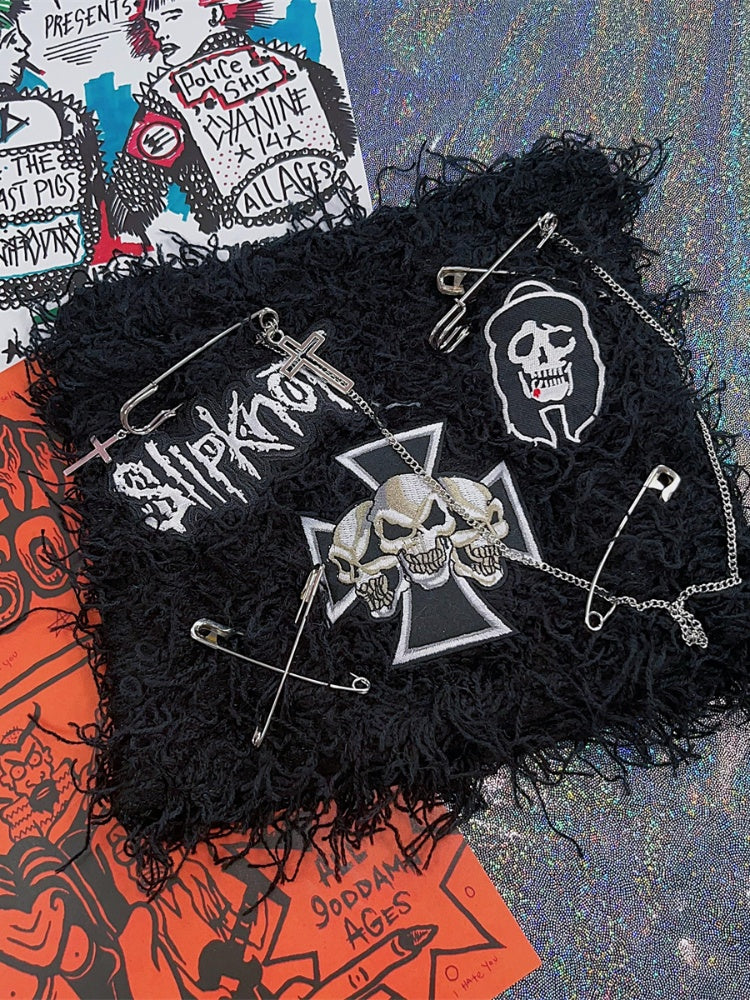 Skeleton Embroidery Punk Knitted Hat