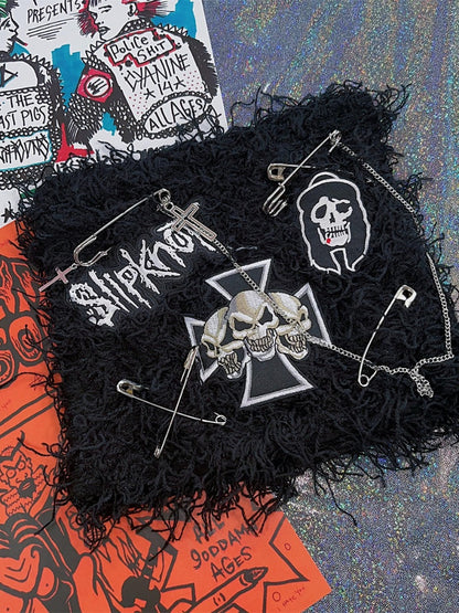 Skeleton Embroidery Punk Knitted Hat