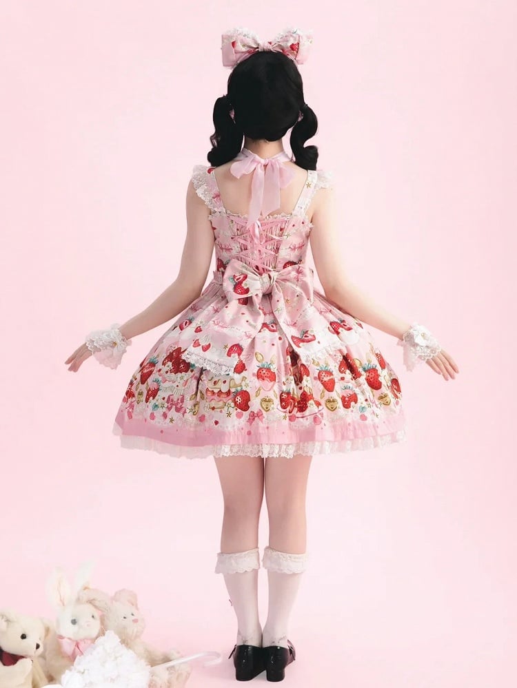 Cake Strawberry Jumper Sweet Skirt Print Pink Lolita