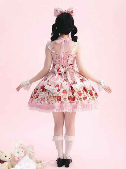 Cake Strawberry Jumper Sweet Skirt Print Pink Lolita