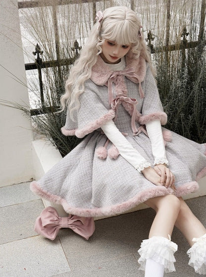 Tweed Fur Dress Fur + Sweet Cape