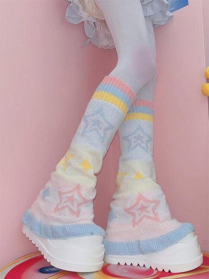 Dreamy Star Pattern Yume Kawaii Knitted  Leg Warmers