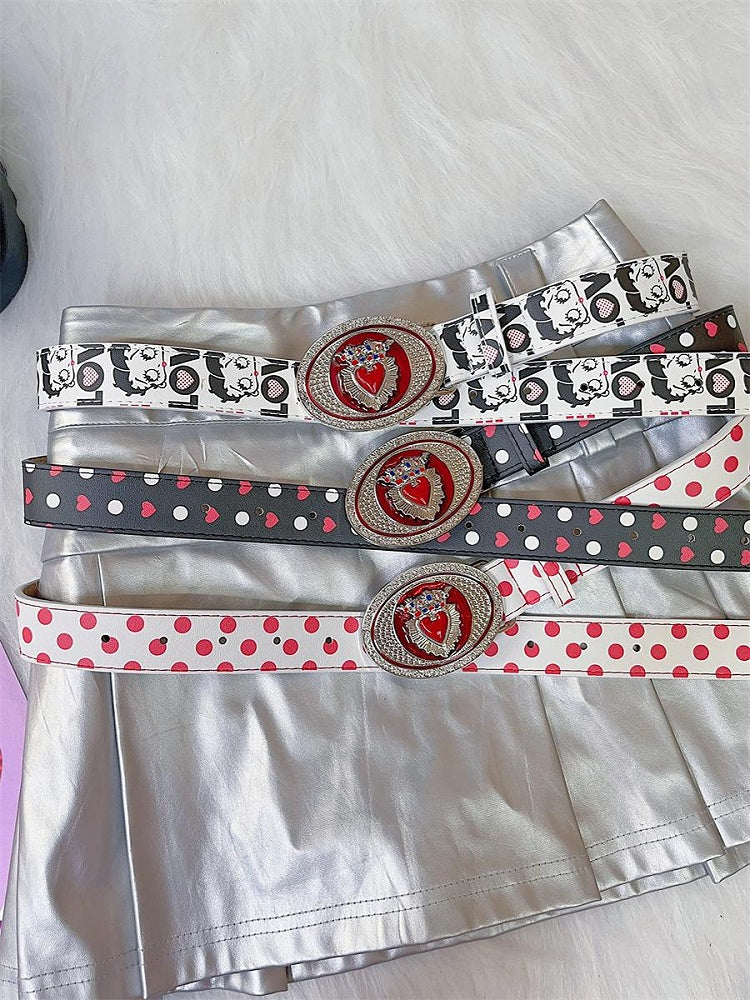 Heart Pattern Vintage PU Waist Belt