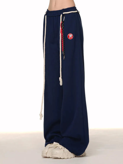 Cut Blue/Gray/Red Wide-leg Pants Dark